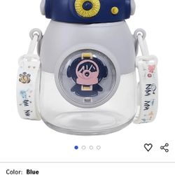 Kids Water Bottle with Straw, Robot Design, Leak-Proof Sippy Cup