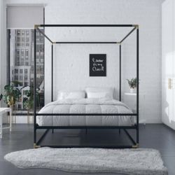 Celest Black/G Conopy Metal Queen Size bed Frame.