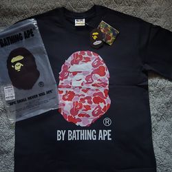 BAPE black pink camo tee Size L