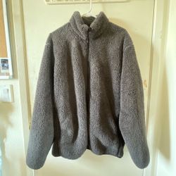 Gray Sherpa Fleece Full-Zip Jacket from uniqlo