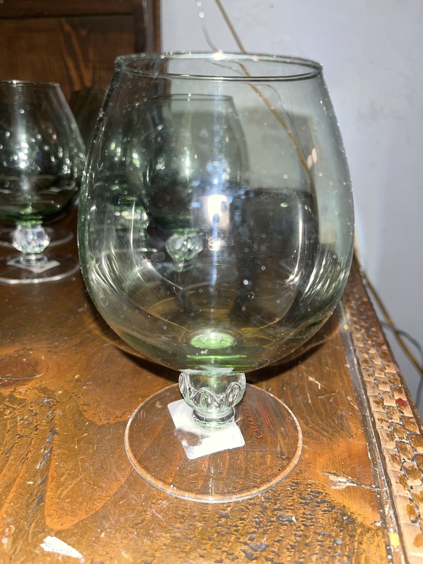 Set Of 12 Slight Green Tinted Brandy Glasses