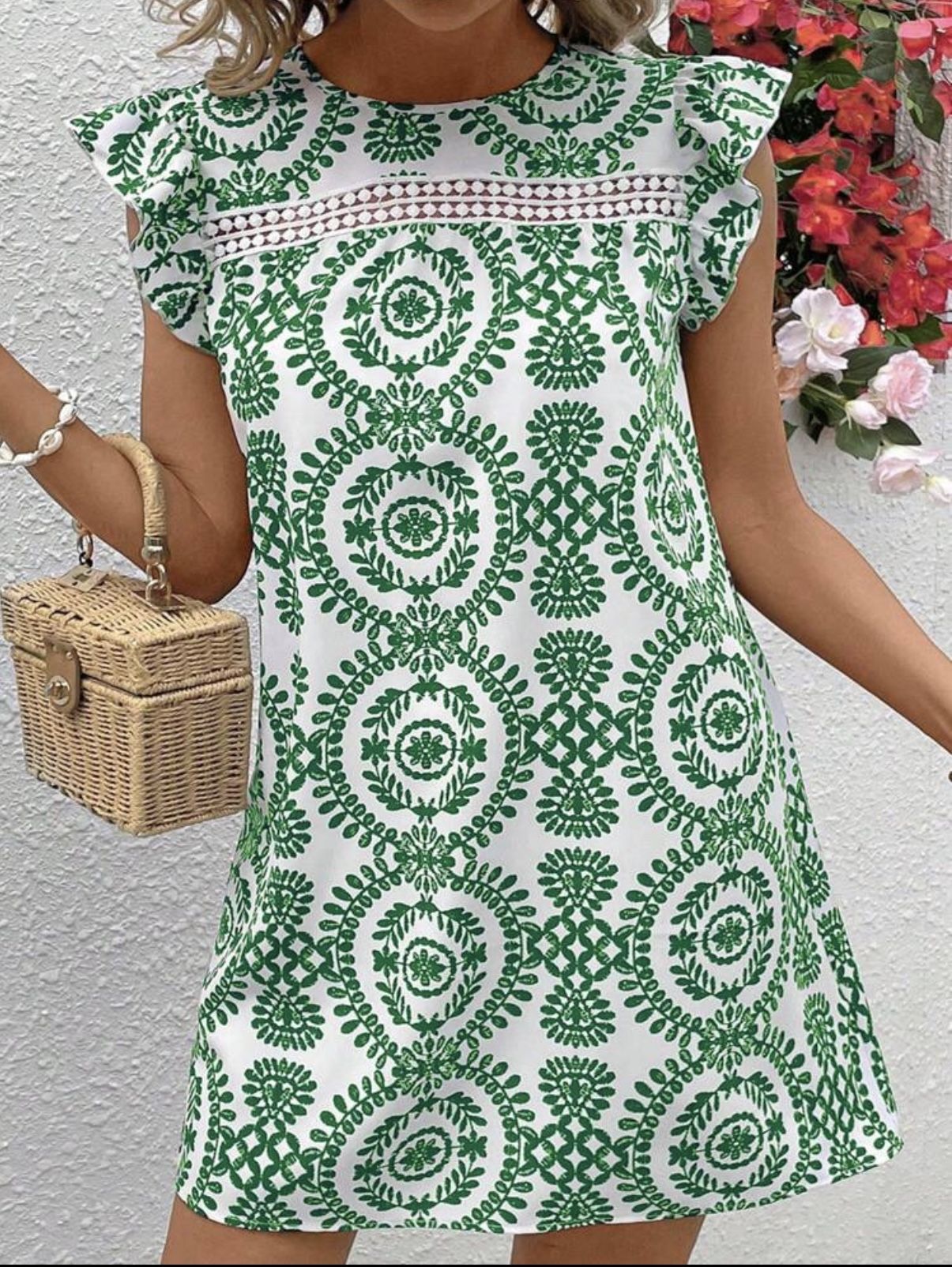 SHEIN VCAY Plus Size Casual Allover Print Cap Sleeve Dress,Beach Dress Sundress,Holiday Outfits Boho