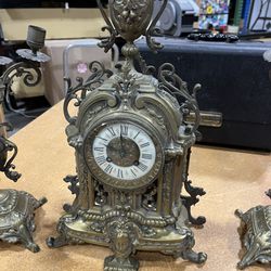 Beautiful Antique Clock Candel Holders