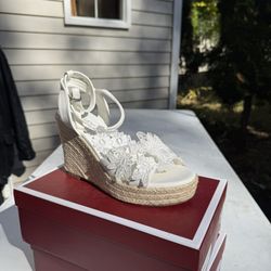 Cream and white wedges size 8