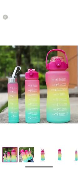 NEW 3–PIECE MOTIVATIONAL WATER BOTTLE SET