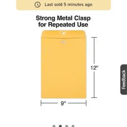 9x12 Clasp Gummed Envelopes 