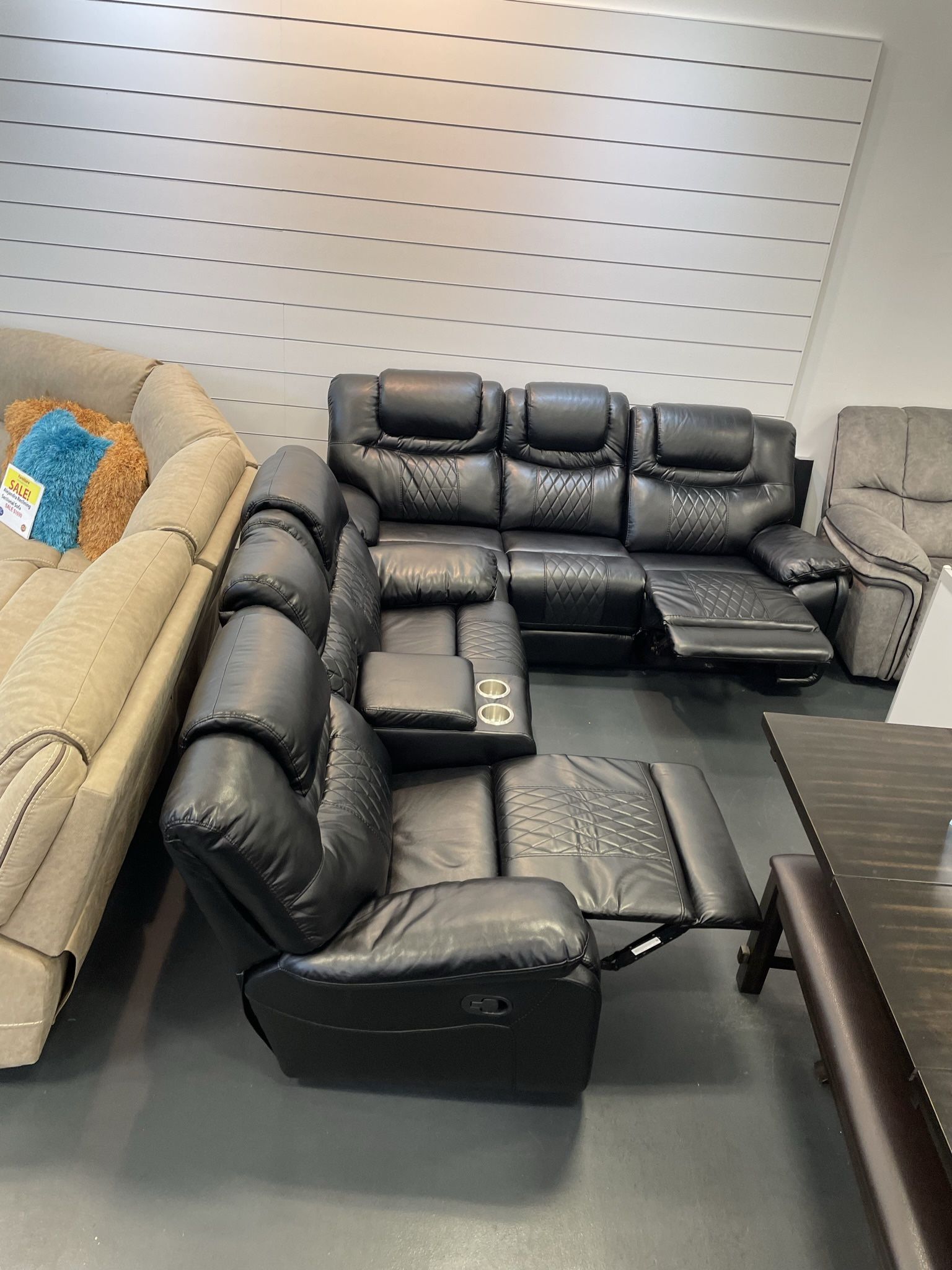 Summer Sale Event. Santiago Black Leather Reclining Sofa And Loveseat Set Now $1199. Easy finance option. Same-day delivery.