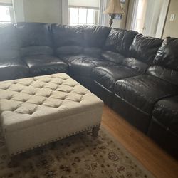 Brown Leather Sectional Couch - Must Go!