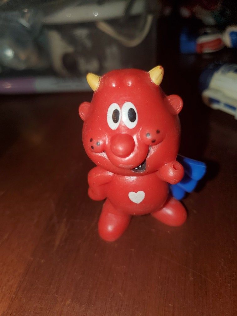 Plastic Red Devil With Blue Cape Figure 