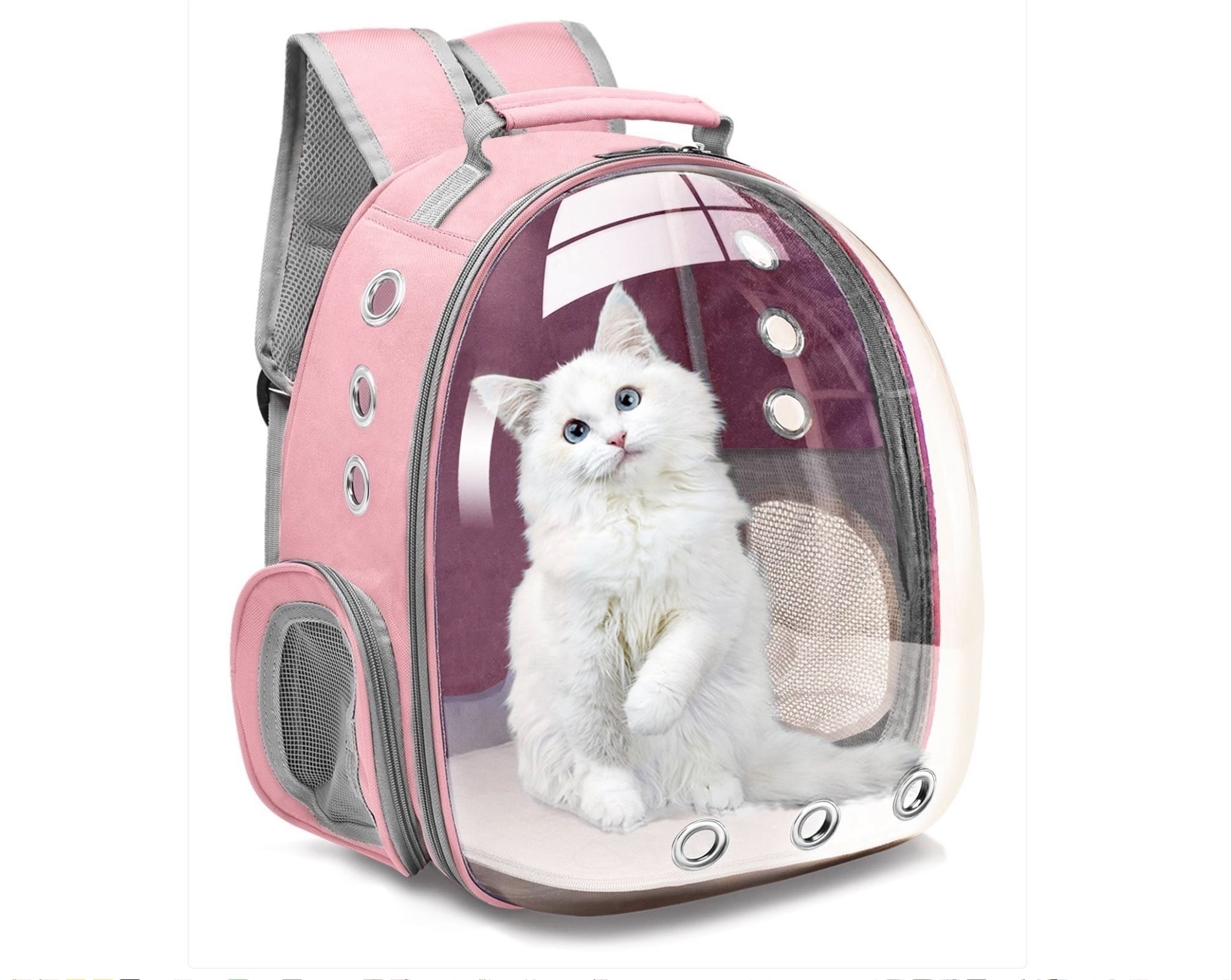 Pink—(NEW) PetPack (5 Colors) Adorable Bubble Carrying Bag for Small, dogs Cats, Space Capsule Pet Park, Hiking backpack, Airline Approved