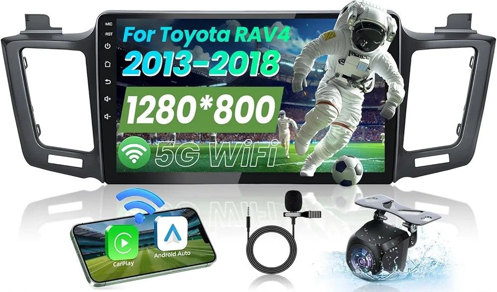 5G WIFi Car Radio Toyota RAV4 2013-2018: 10.1" 1280 * 800 Touchscreen Head Unit w Backup Camera Upgrade Wireless Carplay Android Auto GPS Bluetooth