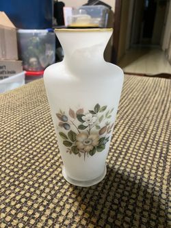 Napcoware 7” Vintage Floral Vase Frosted Glass