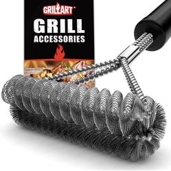 GRILLART Grill Brush Bristle Free & Wire Combined BBQ Brush - Safe & Efficient Grill Cleaning Brush- 17" Grill Cleaner Brush for Gas/Porcelain/Charbro