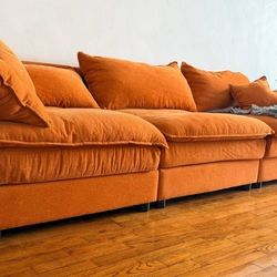 Sofa – Orange Chenille – Cloud Couch Style