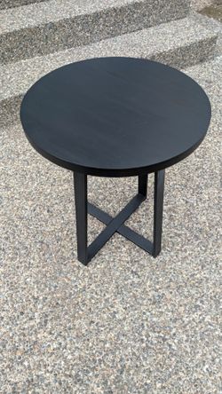Black Round Side Table with X-Base