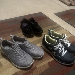 women skecher shoes gray and blue size 9'5 black size 7 '5 15 each take 2 for 25 all 30 all clean 