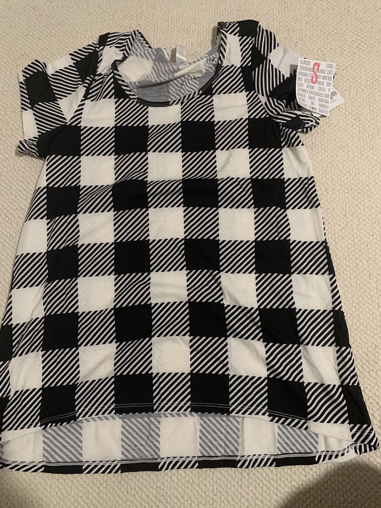 Nwt Lularoe Black White Checkered Shirt Sleeve Shirt
