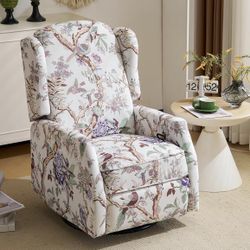 Swivel Rocker Recliner,Wingback Recliner Chair,Floral Accent Chair