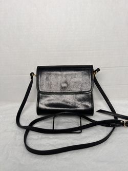 Vintage l Monscardini Vera Pelle Black Leather Crossbody Bag