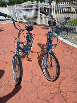 Pair of Blue Folding Bicycles