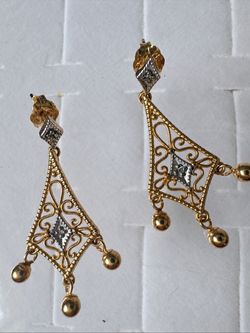 Vintage 14k yellow and white gold dangle earrings