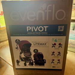 Evenflo Pivot Modular Travel System with SafeMax Infant Car Seat with Anti-Rebound Bar - Dusty Rose