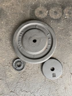 York bar bell weights steel 1” holes 50,5&2.5 lbs