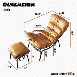 OVIOS Living Room Accent Chair Ergonomic Rocking Recliner Chair with Ottoman NEW