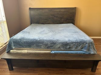 King Size Bed Frame Pillow Top Mattress And Two Boxes Full Set