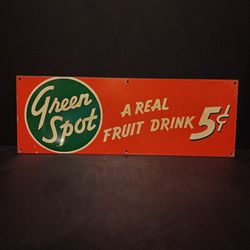 Vintage Green Spot Metal Advertising Double Sided Sign