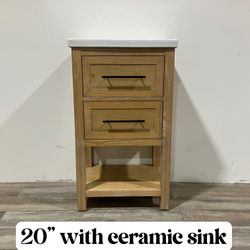 20” Solid Wood Bathroom Vanity Cabinet with Ceramic Sink