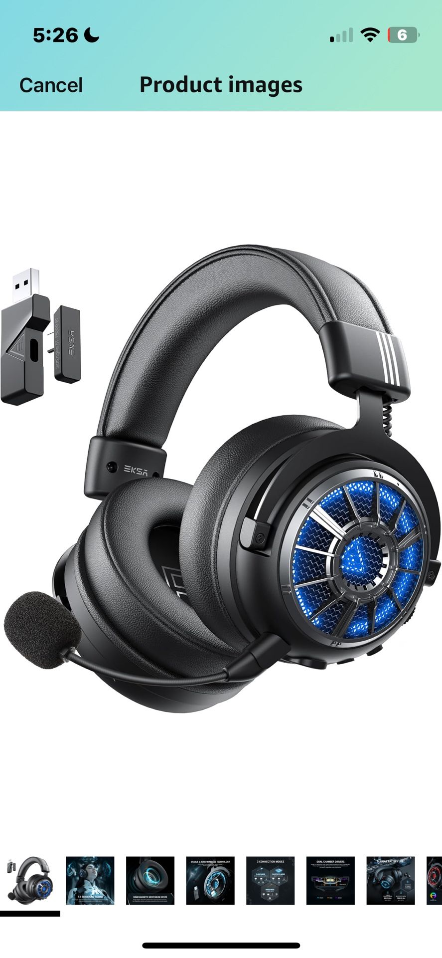 EKSA Wireless Gaming Headset for Xbox Series X|S, Xbox One, PS5, PC, PS4, Mac, Switch, Gaming Headphones with 2.4GHz, Bluetooth 5.3, 7.1 Surround Soun