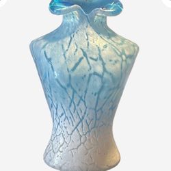 Antique Hobbs Brockunier Vase Female Bust Turquoise White Crackle Flawless Woman Torso