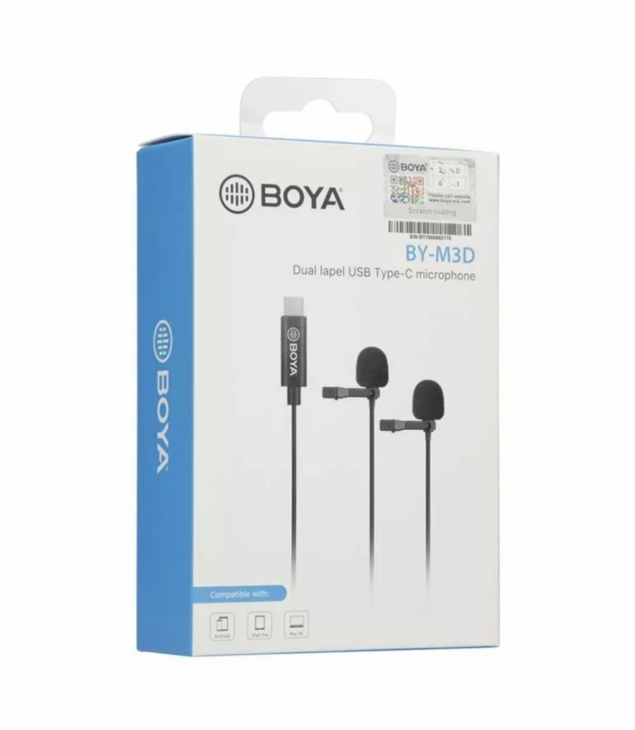 BOYA BY-M3D Omnidirectional Dual Head Lavalier Lapel Microphone Mic with 6 Meter