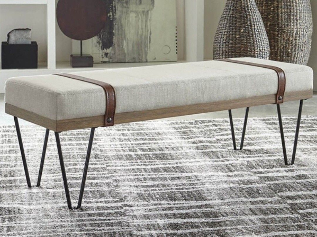 Strap Beige Accent Bench 