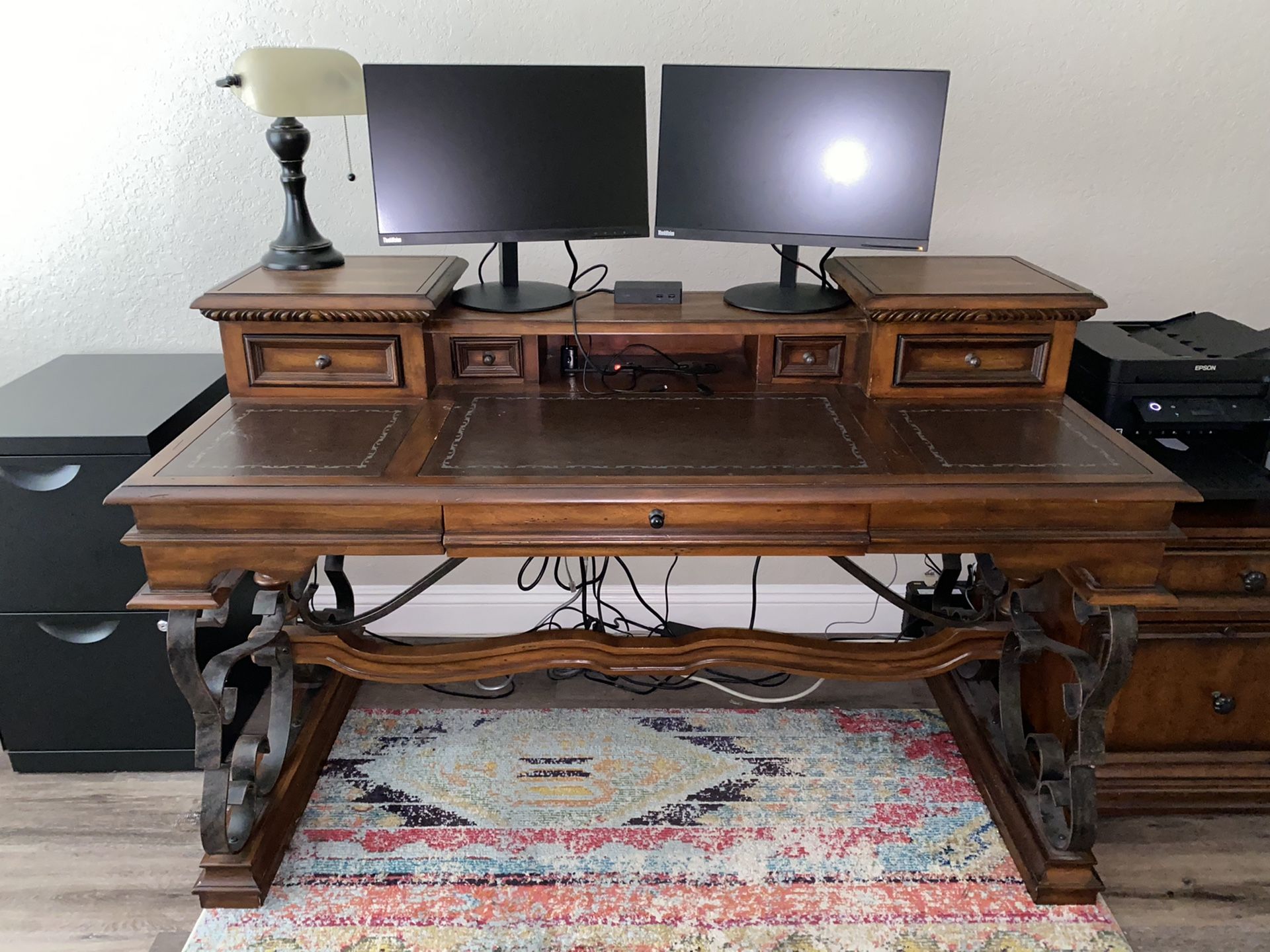 Good Condition - Desk, Filing Cabinet, & Bookshelf