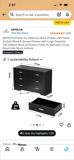 Black 6 Drawer Dresser