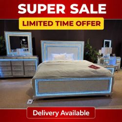 Glam Gray Modern Queen Size Bed Frame  // Limited Time Offer 