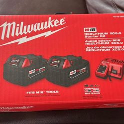Milwaukee M18 2x 5.0 Battery And Charger Starter Kit