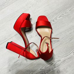Bright Red Platform Heels 9W