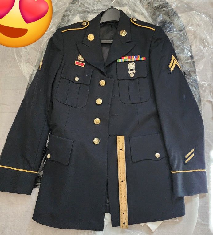 US Army Military Men ASU Uniform Coat Jacket NCO Pants Shirts White Long Short Sleeve Set Trousers Dress Blue