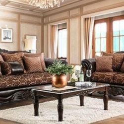 Brand New Brown & Espresso Upscale Sofa & Loveseat 