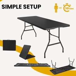 6ft Heavy-Duty Fold-in-Half Utility Table - Portable & Commercial Grade -new Mesa De Fiesta Folding