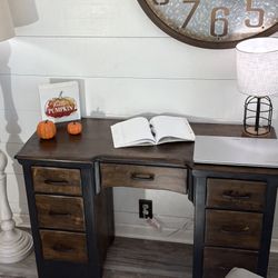 Luxury Rustic-Modern Writing Desk — Espresso & Satin Black — Handcrafted Finish 🖤🌲
