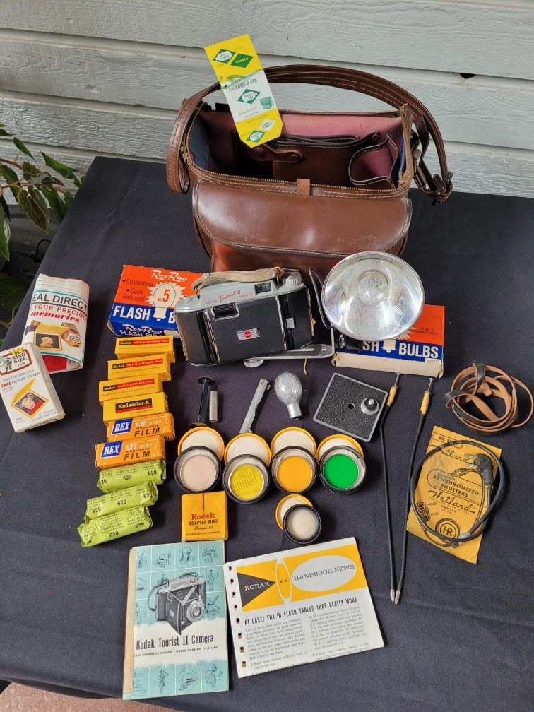 Kodak Tourist II Camera with 9 Unopened Film Packs + More