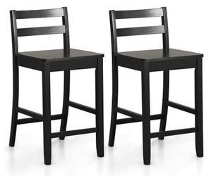 Brand New in Box 24-Inch Wooden Bar Stools Set of 2 with Ergonomic Backrest Counter Height Stools