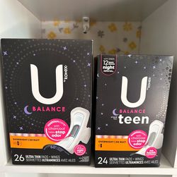 U by Kotex Balance Overnight Pads $6.00 each