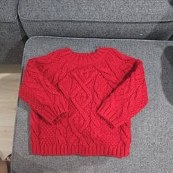Hand Knitted Red Color Long Sleeve Very Warm