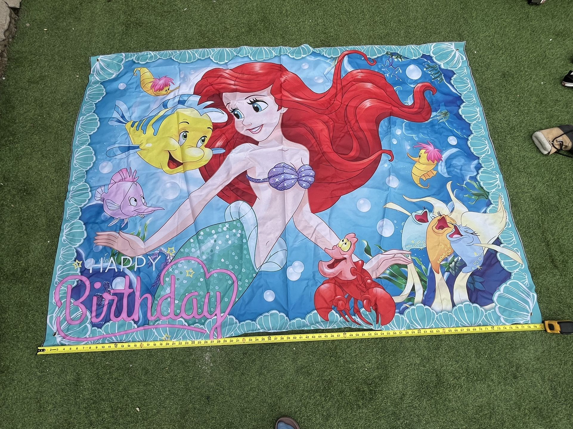 Little Mermaid Happy Birthday Banner 
