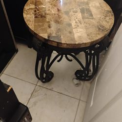 Brown Marble End Table